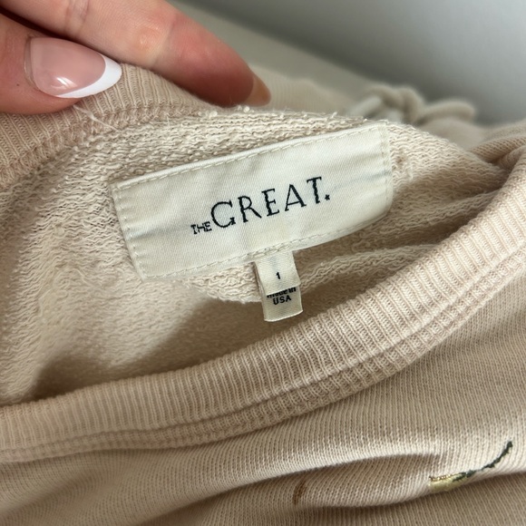 THE GREAT. Cream Sweatshirt with Multicolor Embroidery - Picture 6 of 6